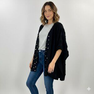 World Market Black Fringe Cardigan One Size Boho Hippie Festival Open Kimono